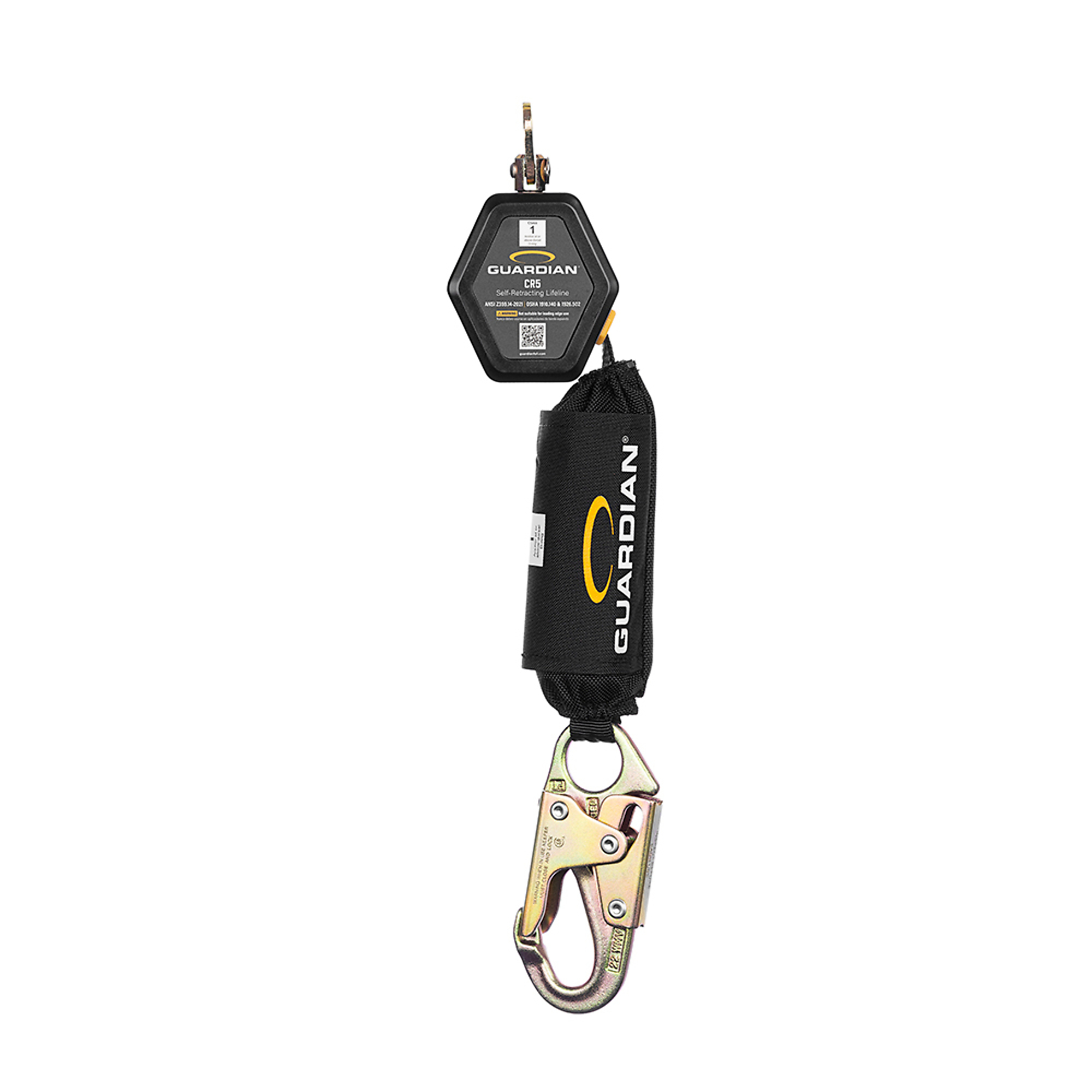 Guardian CR5 Web Personal Self-Retracting Lifeline — 6ft., Steel Snap Hook, Class 1, ANSI and OSHA Compliant, Model# 1400198